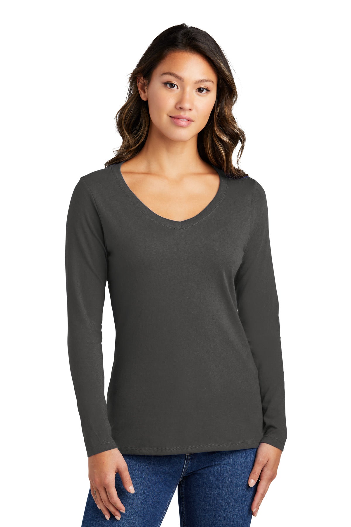 Port & Co Women's   Long Sleeve Fan Favorite V-Neck Tee