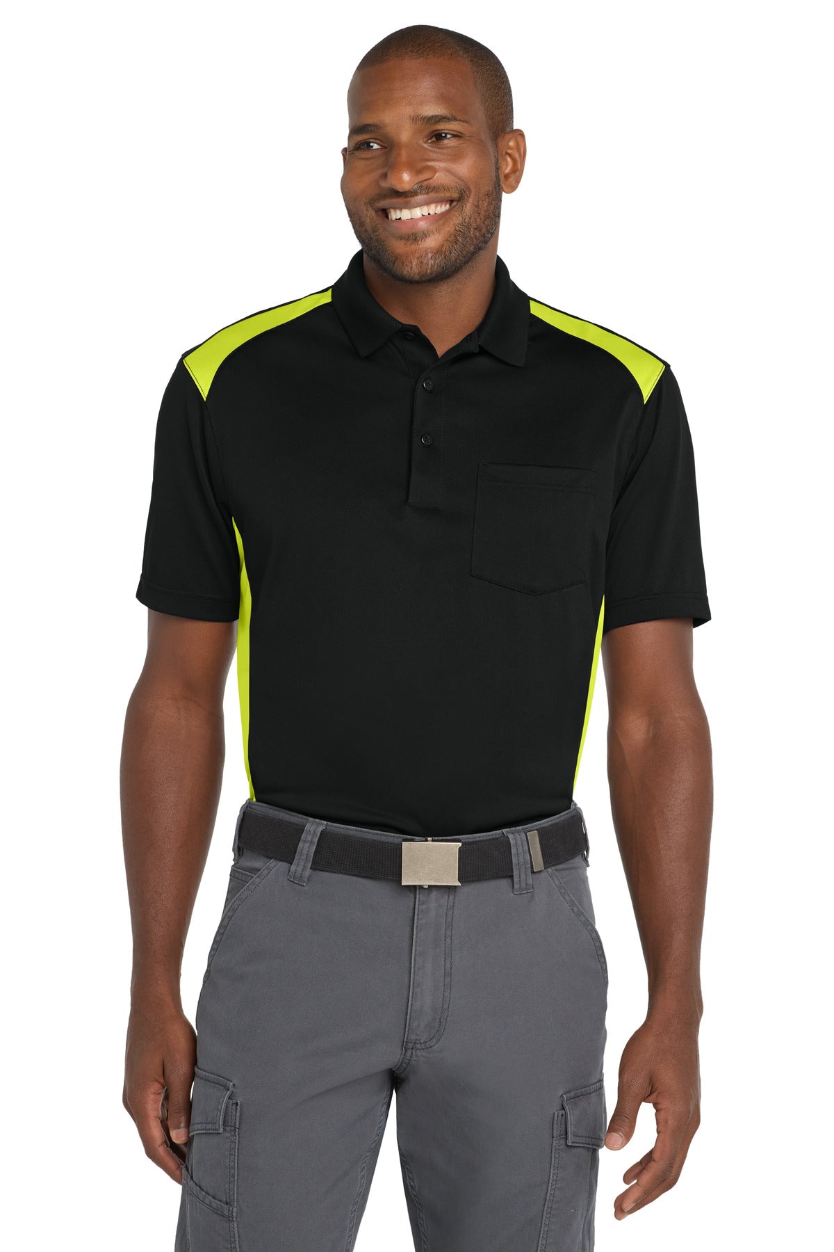 CornerStone Men's   Select Snag-Proof Two Way Colorblock Pocket Polo
