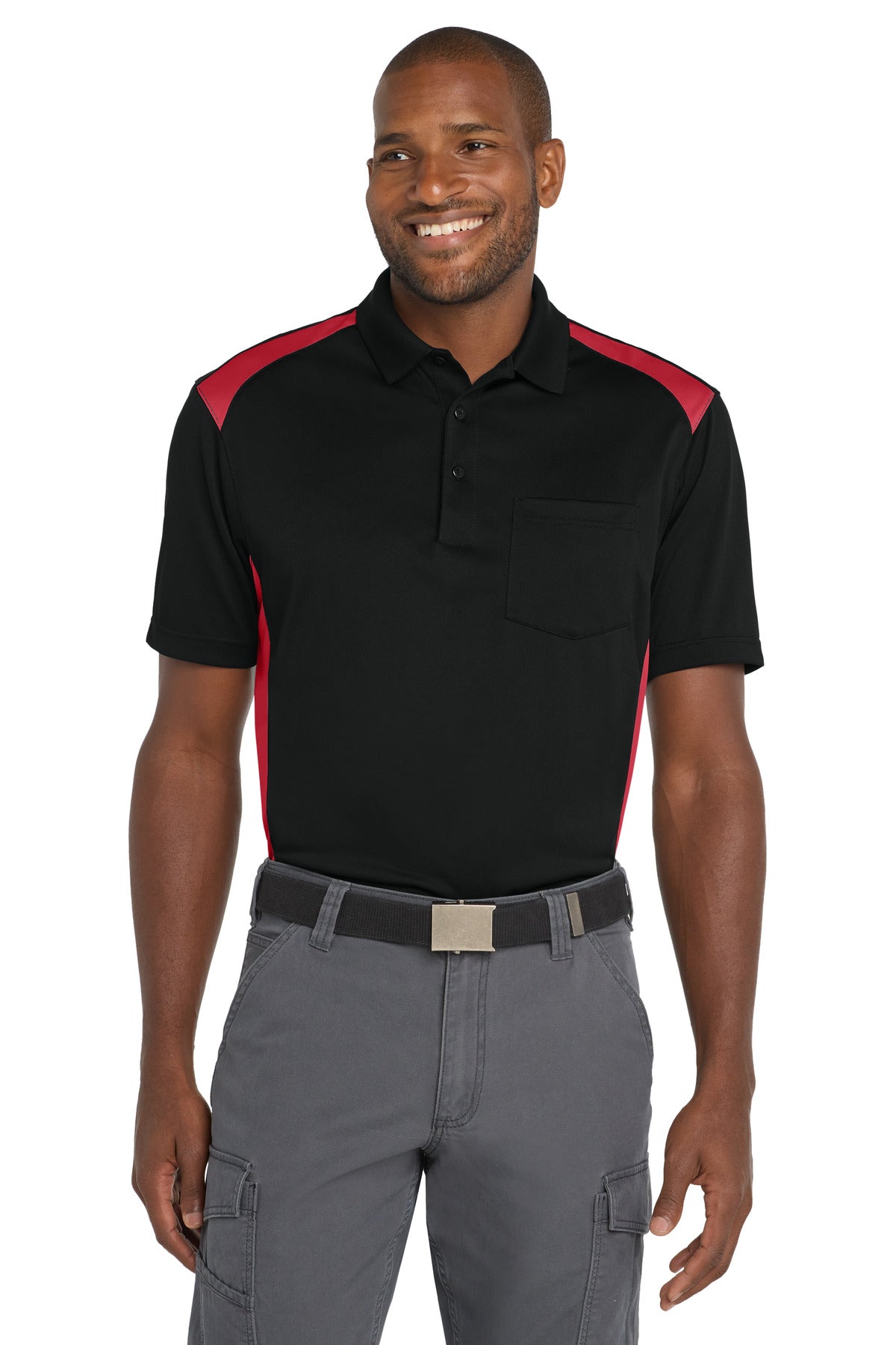 CornerStone Men's   Select Snag-Proof Two Way Colorblock Pocket Polo
