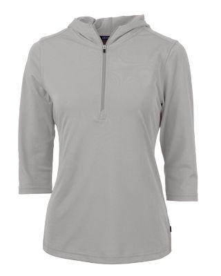 Cutter & Buck Womens Virtue Recycled Featherlight Pique Half Zip Hooded Pullover-3