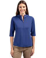 Cutter & Buck Womens Virtue Recycled Featherlight Pique Half Zip Hooded Pullover-1