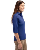 Cutter & Buck Womens Virtue Recycled Featherlight Pique Half Zip Hooded Pullover-2