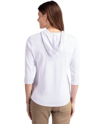 Cutter & Buck Womens Virtue Recycled Featherlight Pique Half Zip Hooded Pullover-2