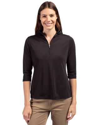 Cutter & Buck Womens Virtue Recycled Featherlight Pique Half Zip Hooded Pullover-6