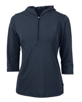 Cutter & Buck Womens Virtue Recycled Featherlight Pique Half Zip Hooded Pullover-1