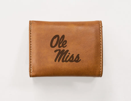 Rico Industries NCAA University of Mississippi - Ole Miss  Laser Engraved Faux Leather Trifold Wallet-1