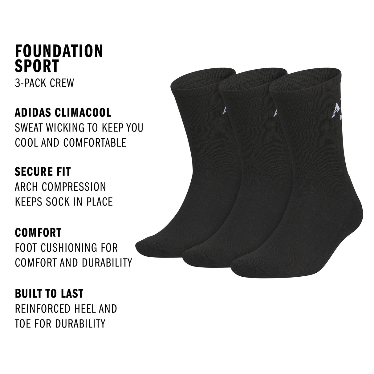 adidas Men's Foundation Sport 3-Pack Crew Sock-2
