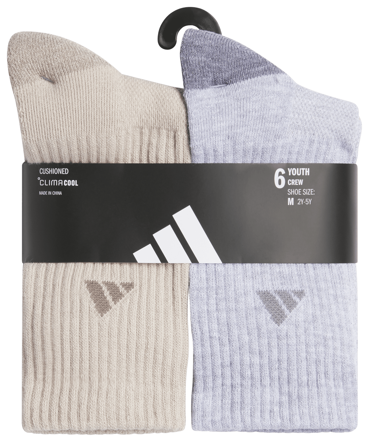 adidas Youth Athletic Cushioned 6-Pack Crew Sock-6