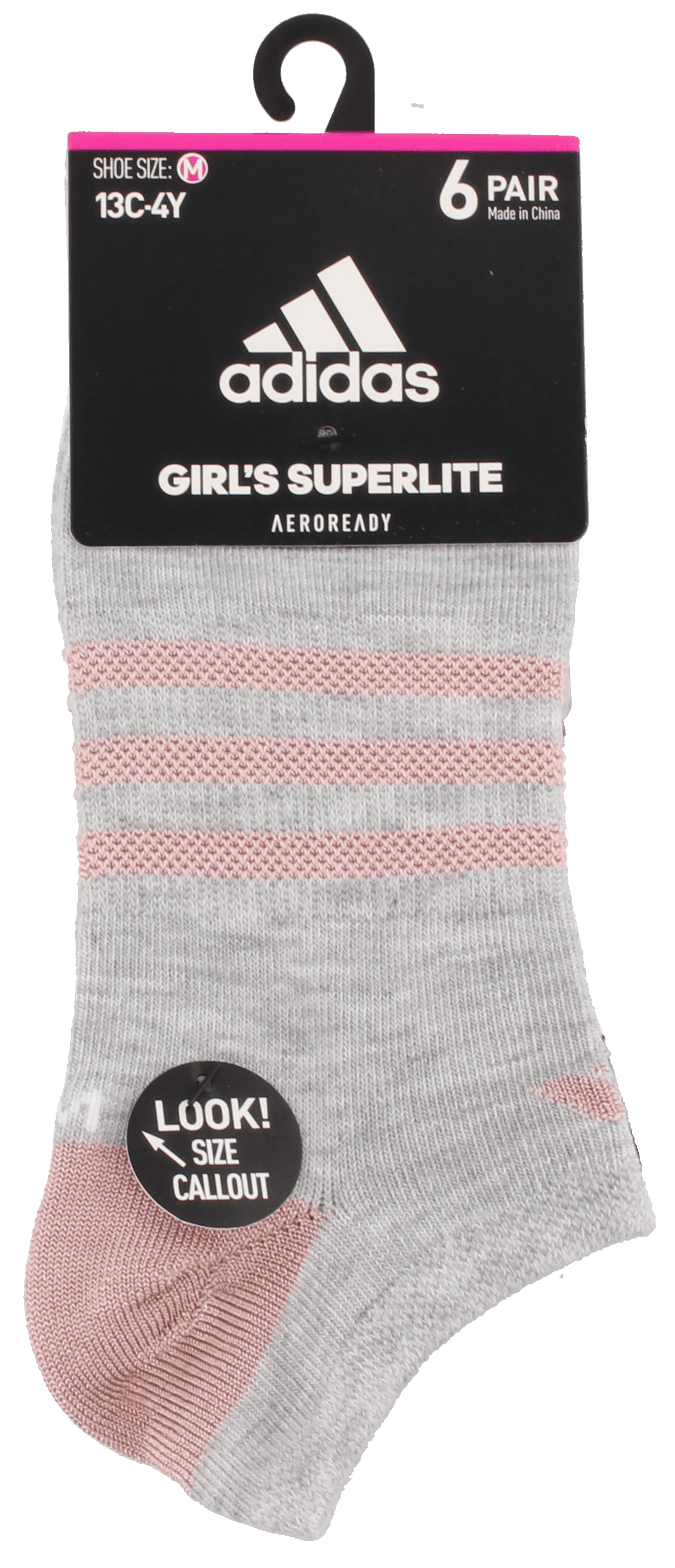 adidas Girl's Superlite 6-Pack No Show Sock-9