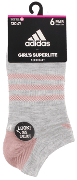 adidas Girl's Superlite 6-Pack No Show Sock-9