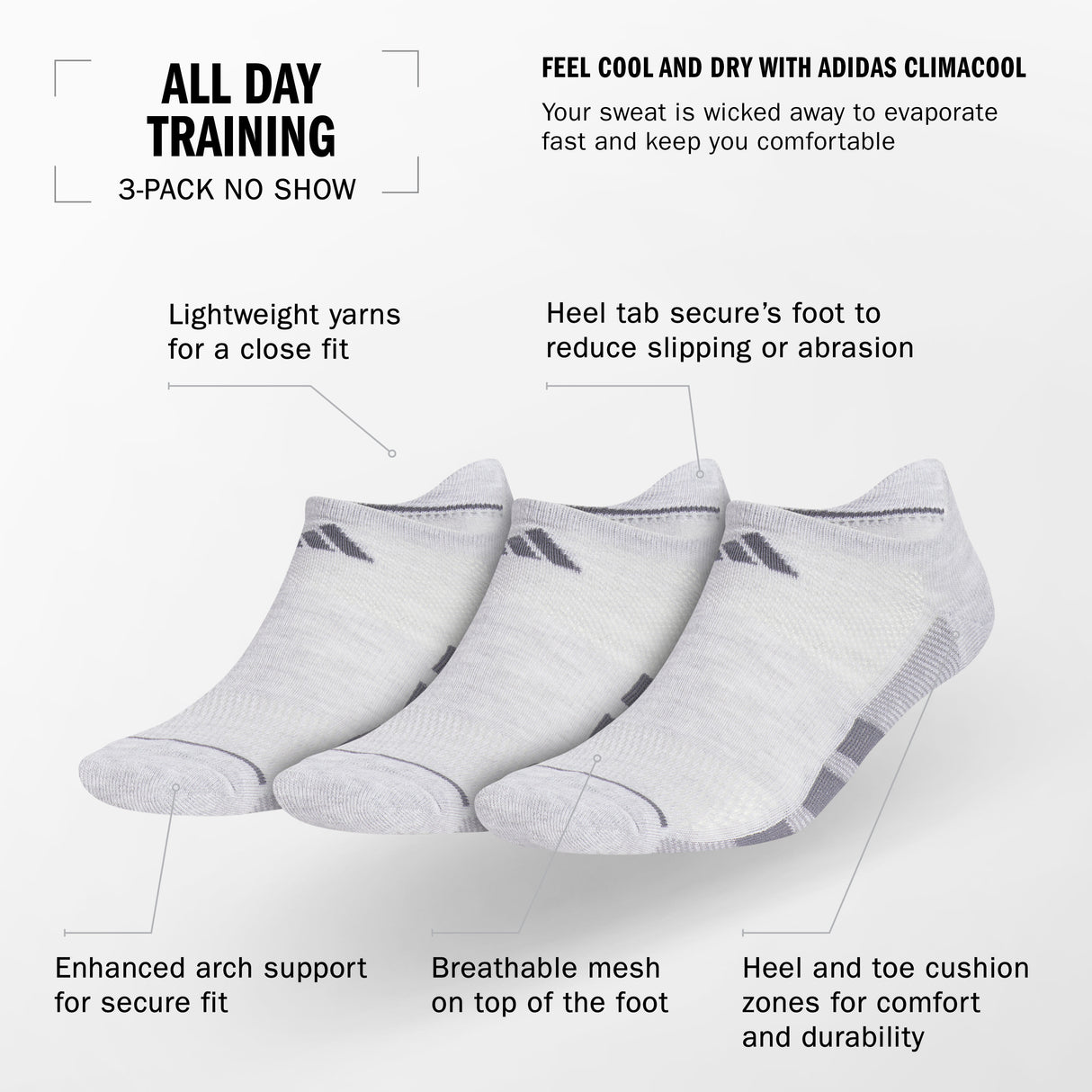 adidas Men's All Day Training 3-Pack Quarter Sock-2
