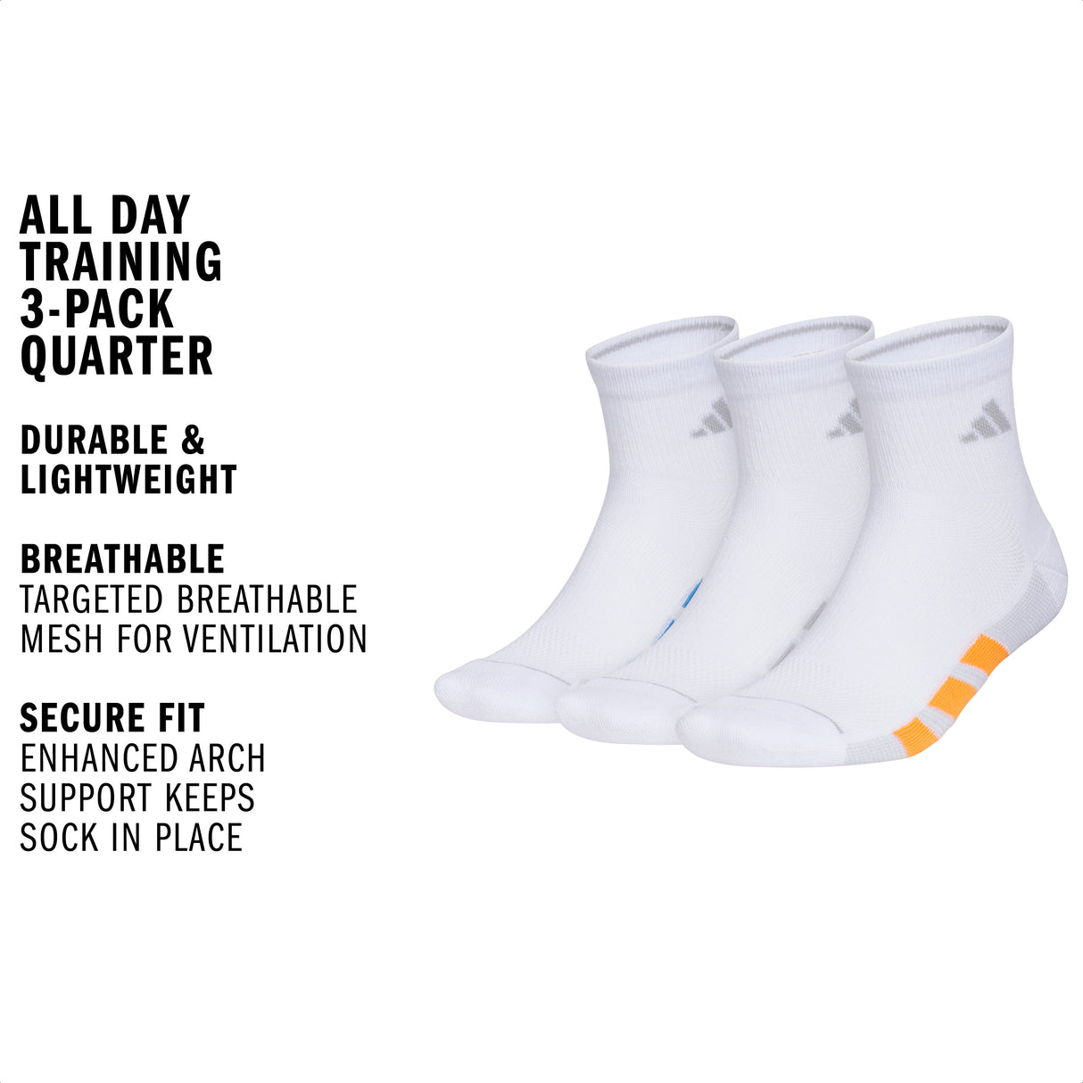 adidas Men's All Day Training 3-Pack Quarter Sock-2