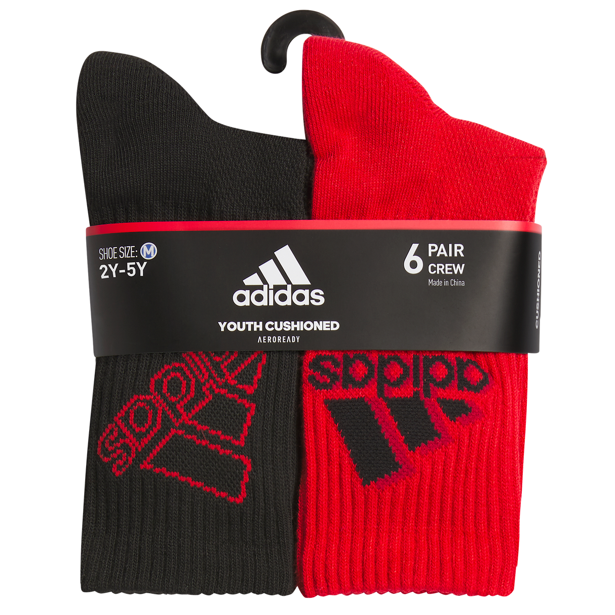 adidas Youth Cushioned Mixed 2.0 6-Pack Crew Sock-6