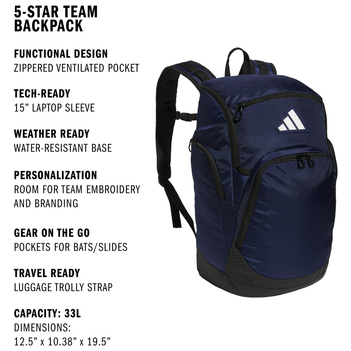adidas estadio ii team backpack navy adidas 5-Star Team 2 Backpack