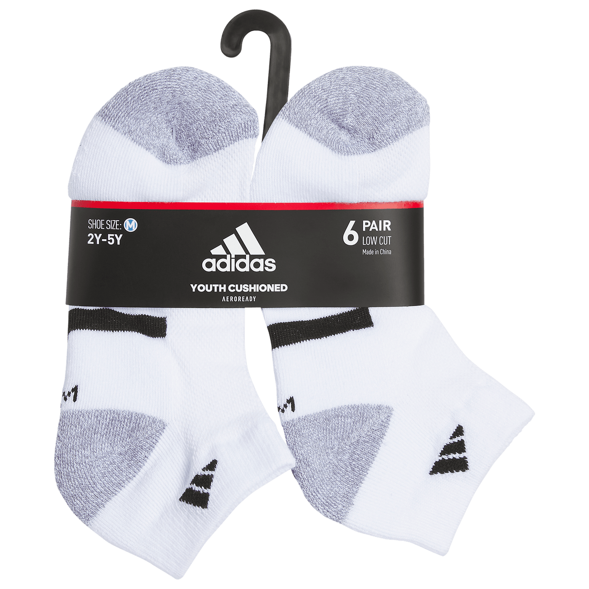 adidas Youth Athletic Cushioned 6-Pack Low Cut Sock-6