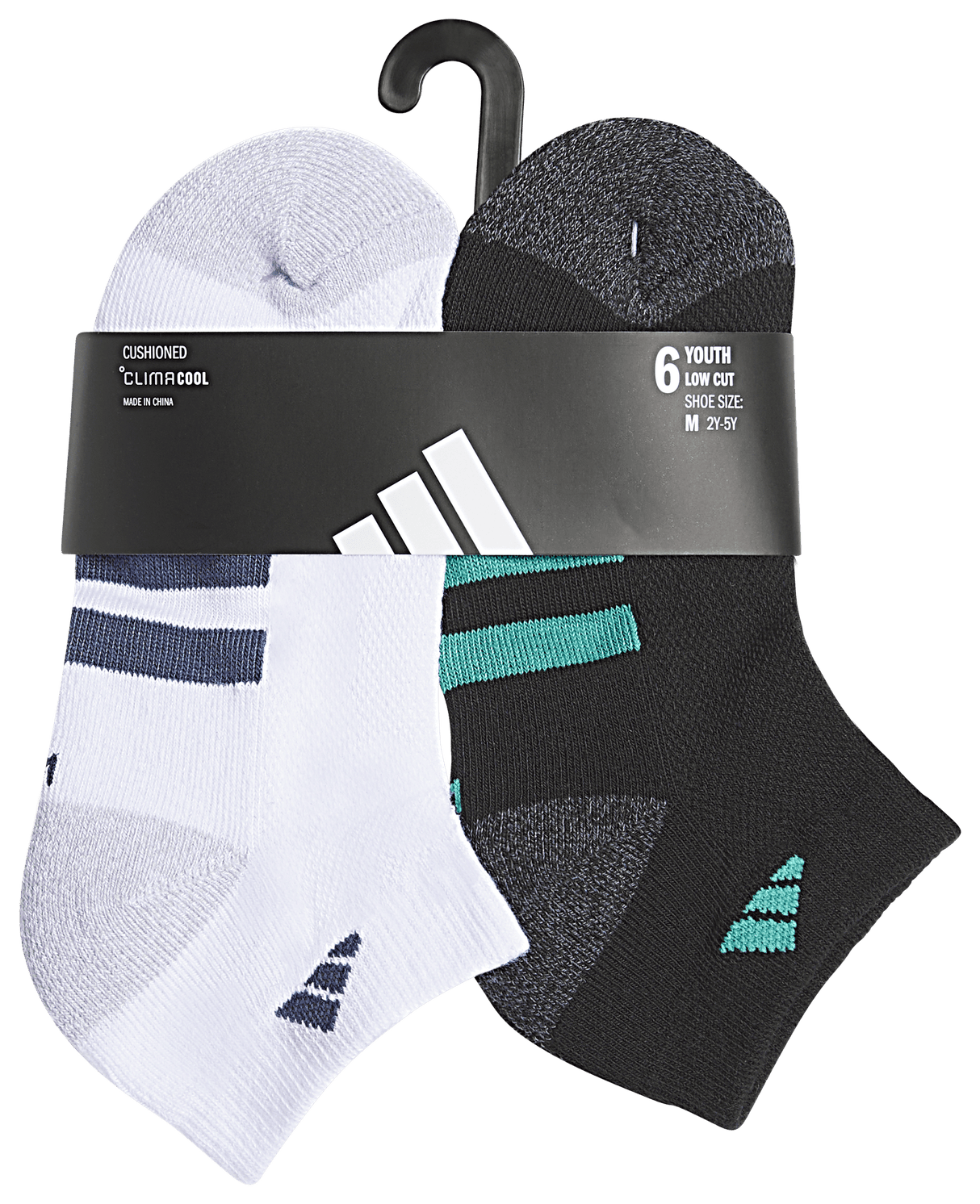 adidas Youth Athletic Cushioned 6-Pack Low Cut Sock-6