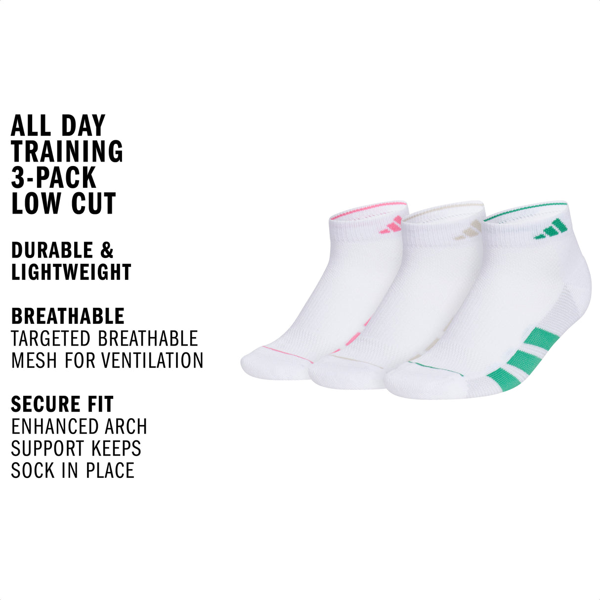 adidas Women's All Day Training 3-Pack Low Cut Sock-2