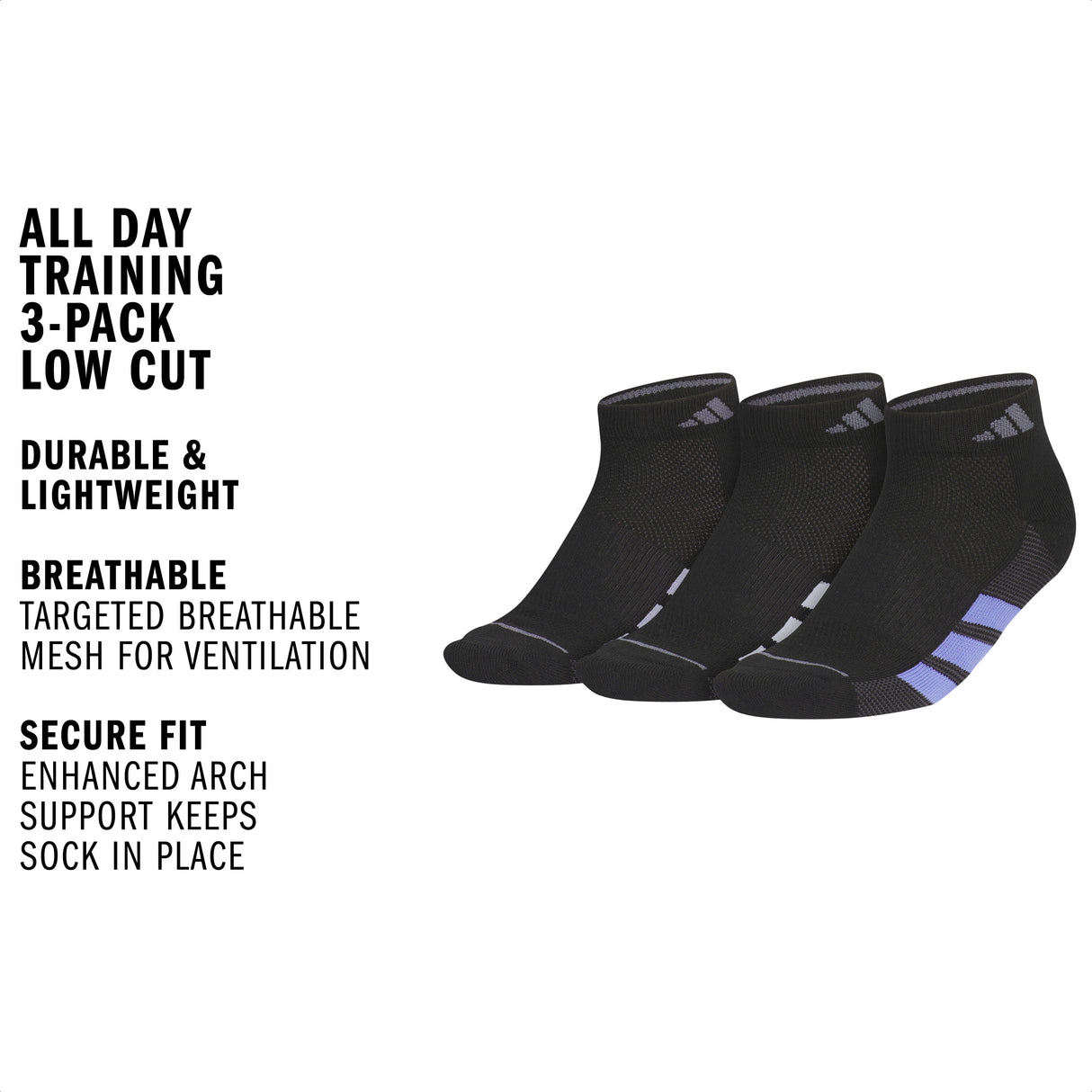 adidas Women's All Day Training 3-Pack Low Cut Sock-2