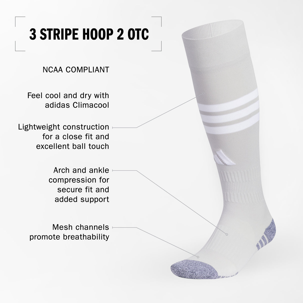 adidas 3 Stripe Hoop 2 OTC Sock-2