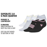 adidas Girl's Superlite 3.0 6-Pack No Show Sock-2