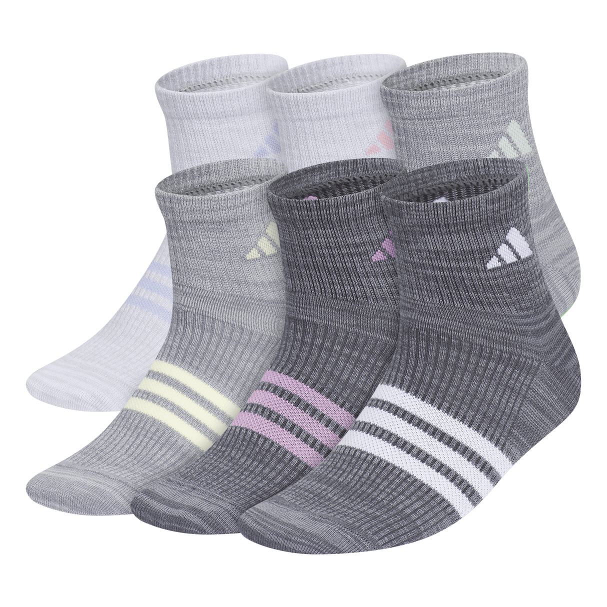 adidas Girl's Superlite 3.0 6-Pack Quarter Sock-1