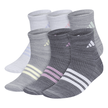 adidas Girl's Superlite 3.0 6-Pack Quarter Sock-1