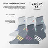 adidas Girl's Superlite 3.0 6-Pack Quarter Sock-2