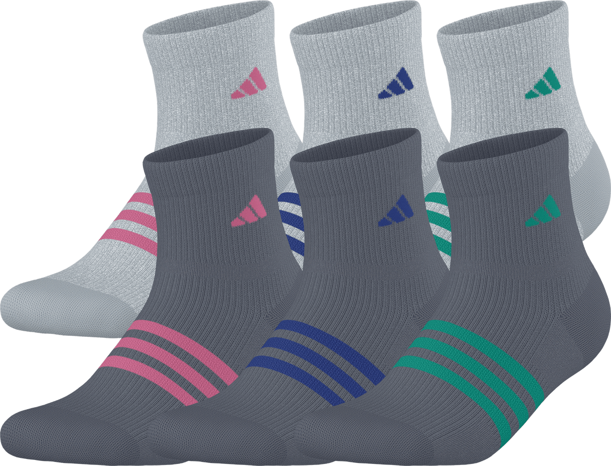 adidas Girl's Superlite 3.0 6-Pack Quarter Sock-1