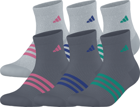 adidas Girl's Superlite 3.0 6-Pack Quarter Sock-1