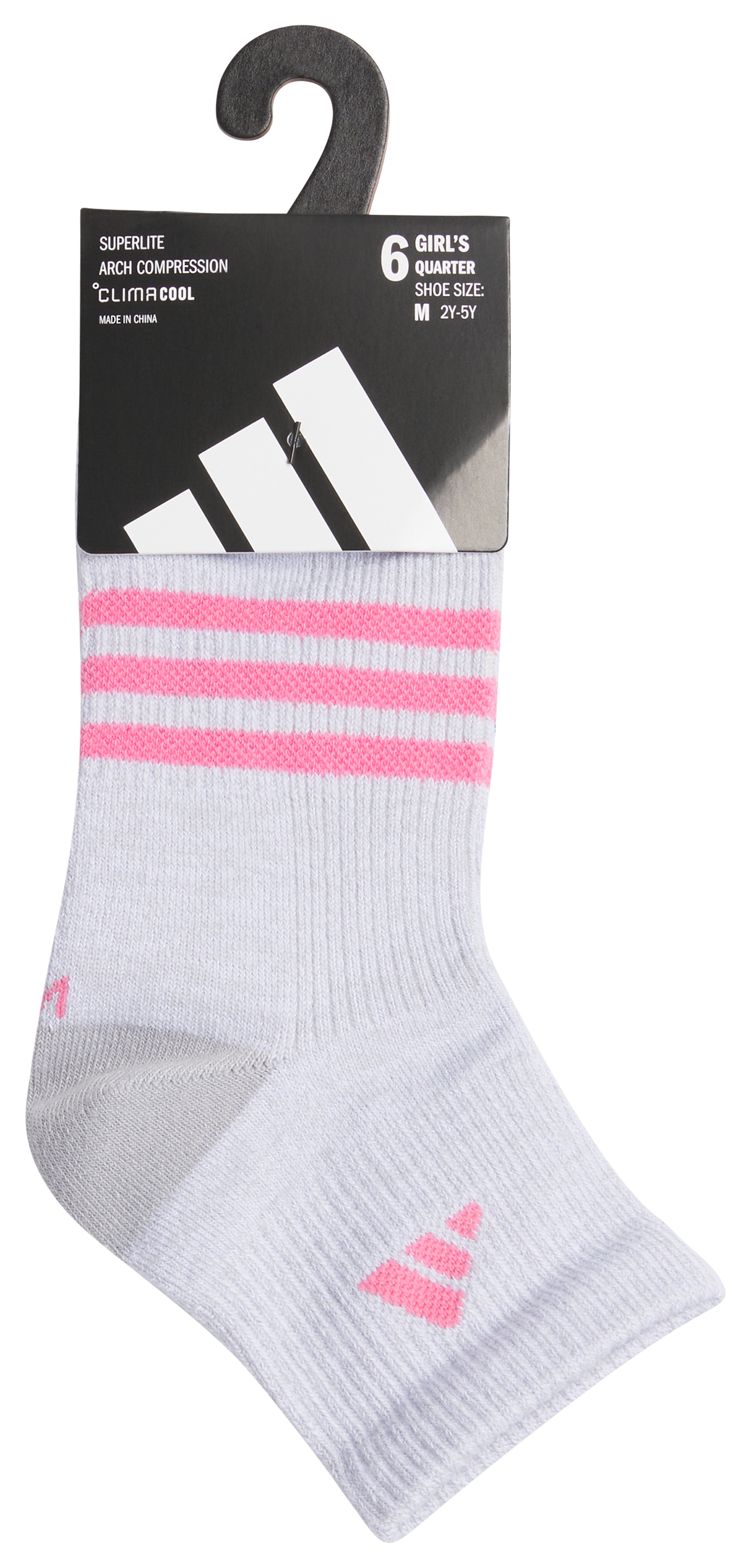 adidas Girl's Superlite 3.0 6-Pack Quarter Sock-8