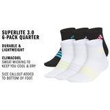 adidas Girl's Superlite 3.0 6-Pack Quarter Sock-2