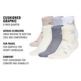 adidas Girl's Cushioned Graphic 6-Pack Quarter Sock-2