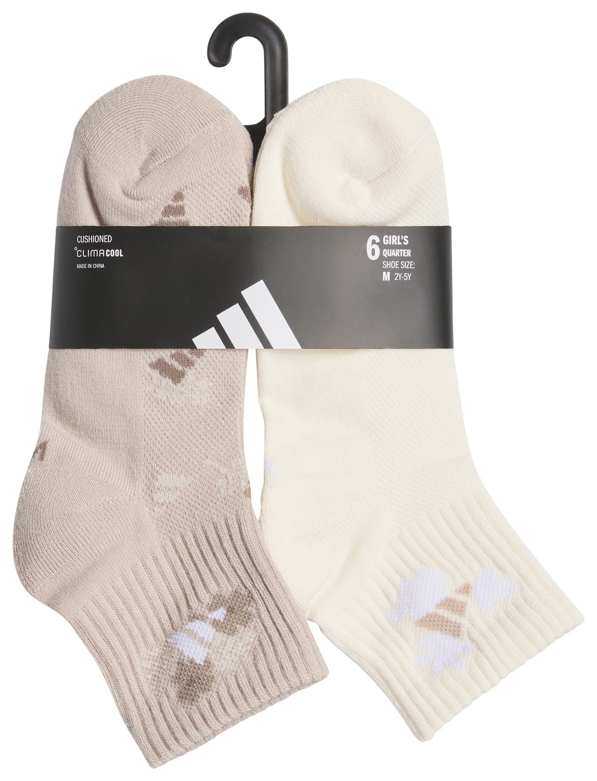 adidas Girl's Cushioned Graphic 6-Pack Quarter Sock-6