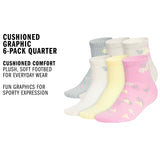 adidas Girl's Cushioned Graphic 6-Pack Quarter Sock-2