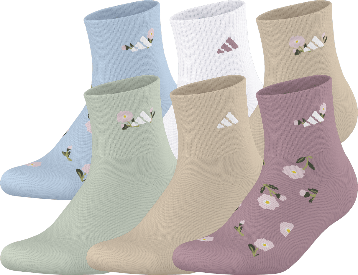 adidas Girl's Cushioned Graphic 2.0 6-Pack Quarter Sock-1
