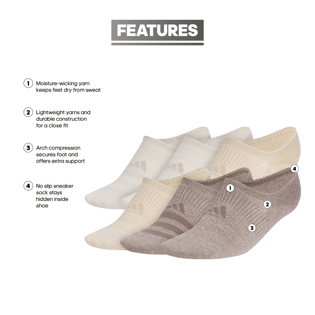 adidas Women's Superlite 3.0 6-Pack Super No Show Sock-2