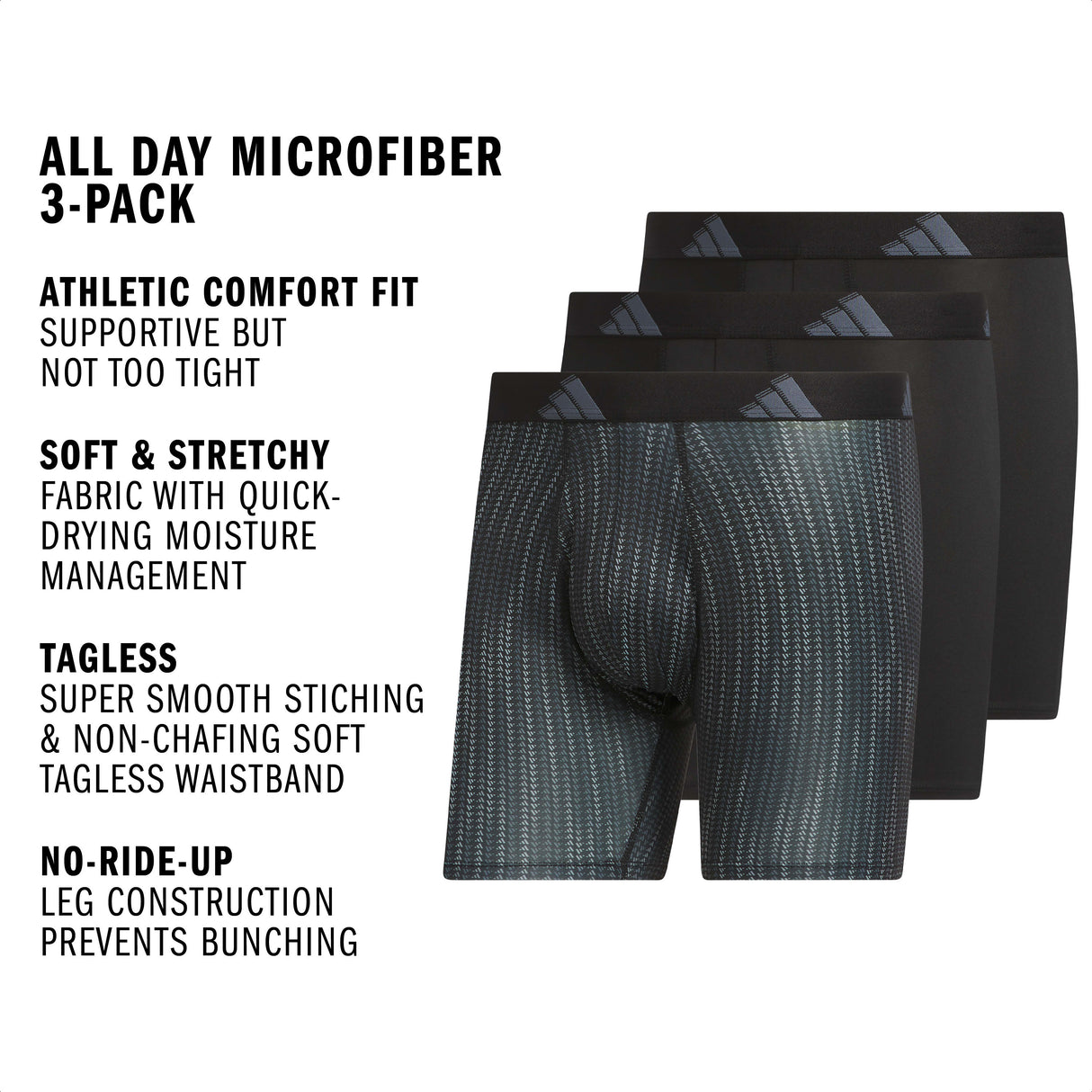 adidas Men's All Day Microfiber 3-Pack Boxer Brief-2