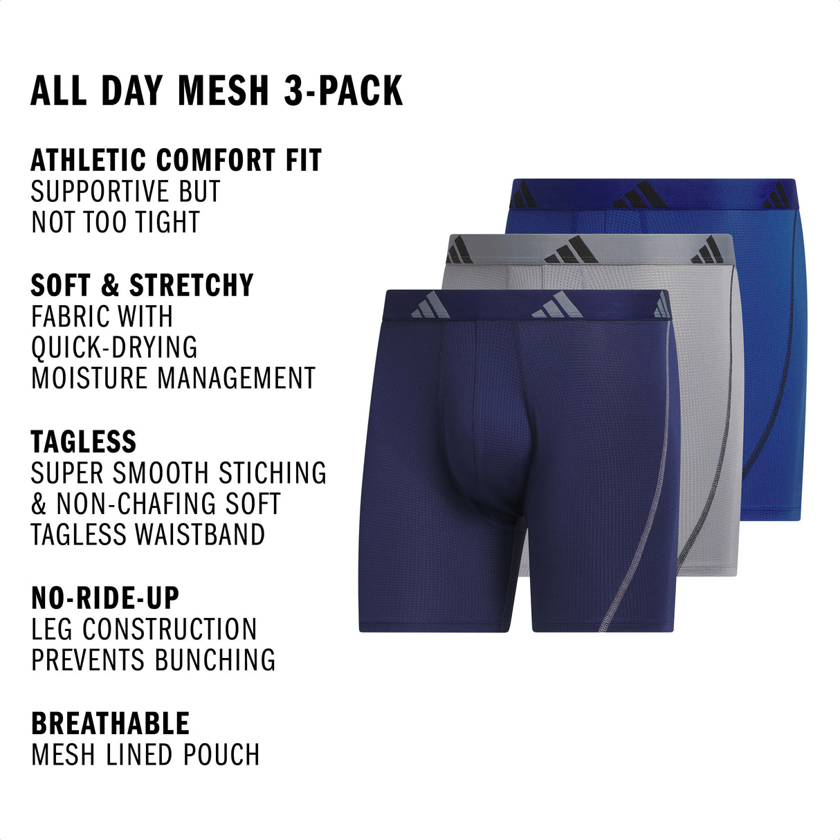 adidas Men's All Day Mesh 3-Pack Boxer Brief-2