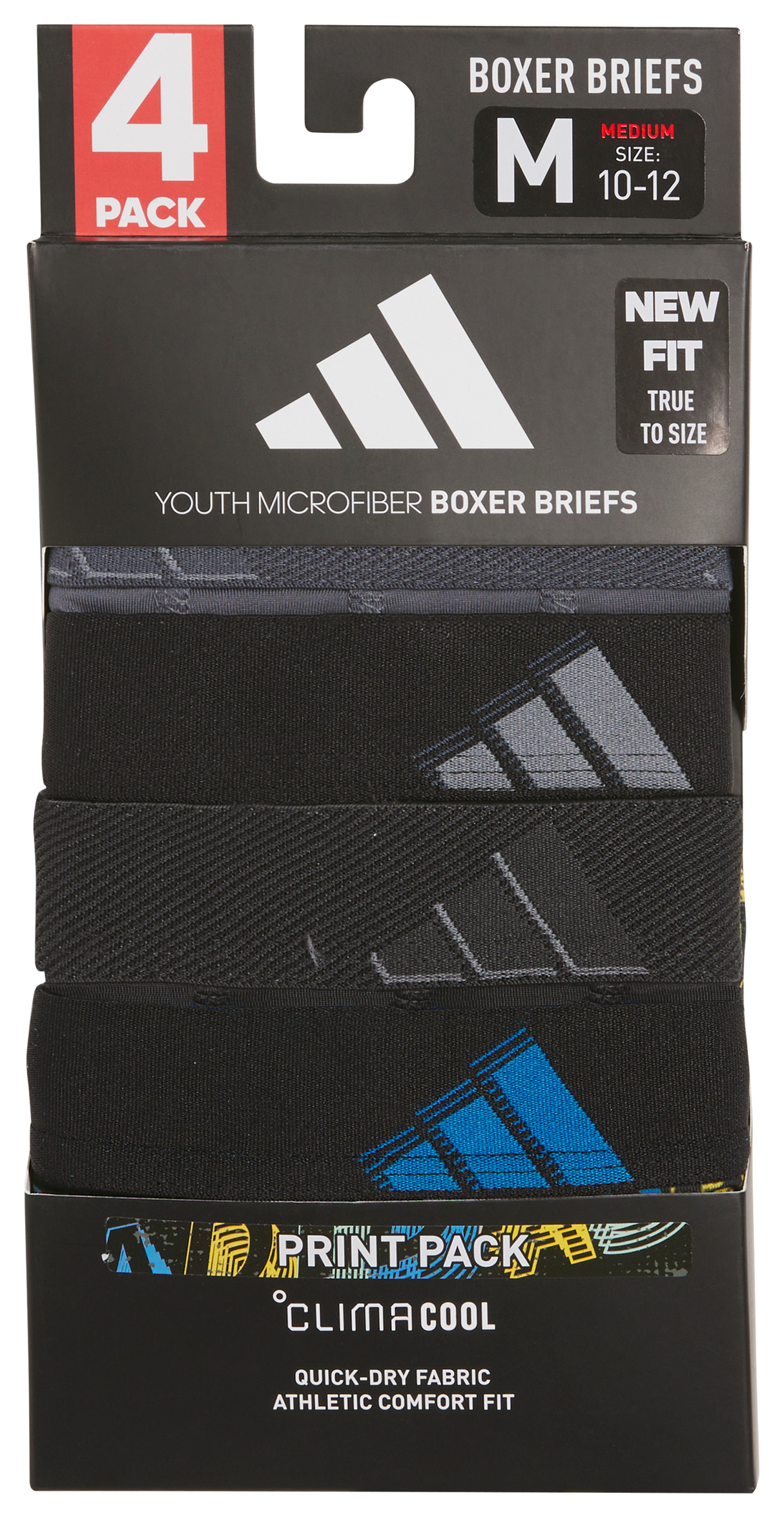adidas Youth Microfiber Graphic 4-Pack Boxer Brief-3