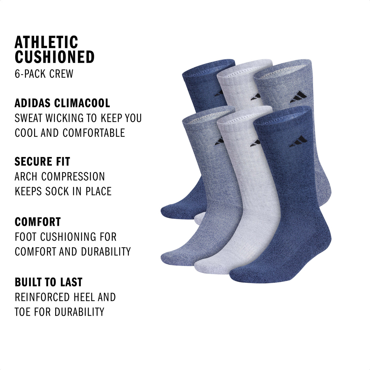 adidas Men's Athletic Cushioned 6-Pack Crew Sock-2