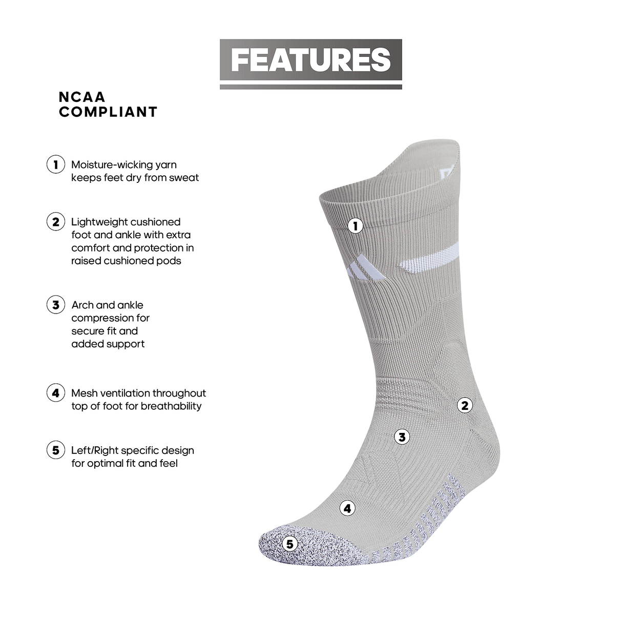 adidas adizero 2 Football Cushioned Crew Sock-2
