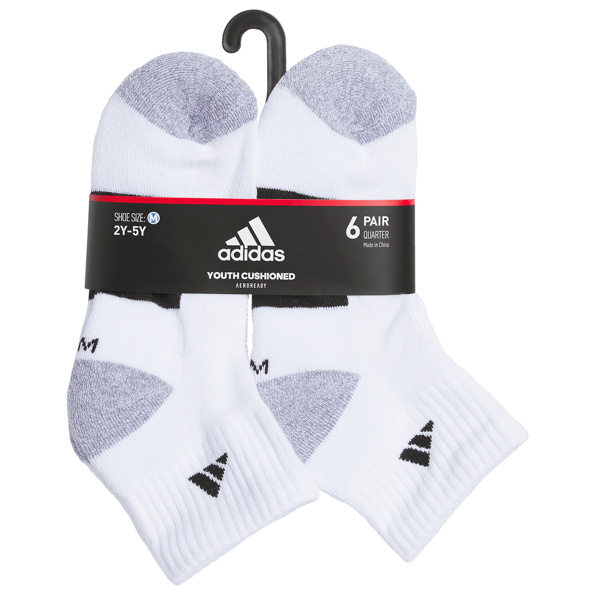 adidas Youth Athletic Cushioned 6-Pack Quarter Sock-6