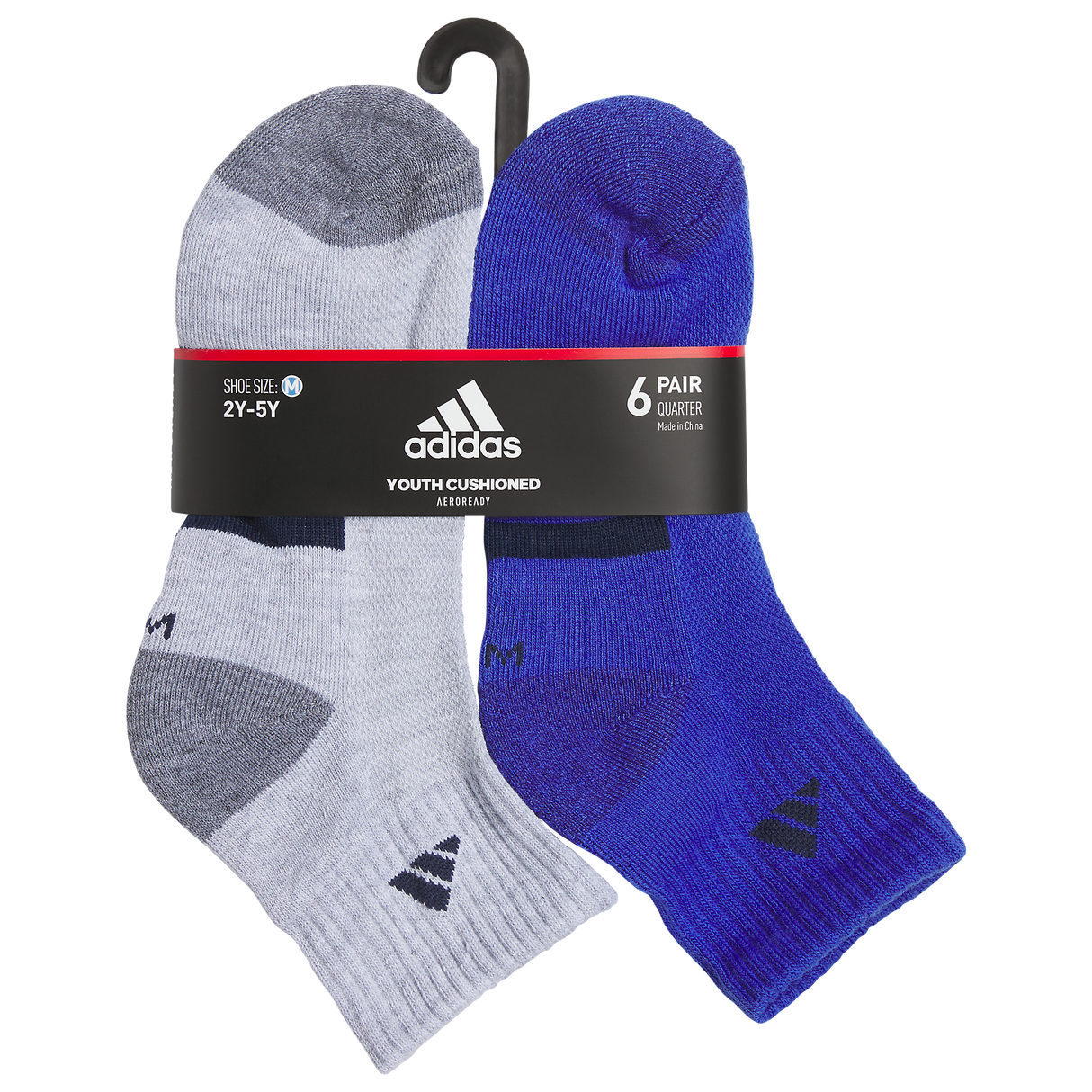 adidas Youth Athletic Cushioned 6-Pack Quarter Sock-6