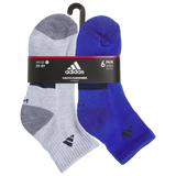 adidas Youth Athletic Cushioned 6-Pack Quarter Sock-6