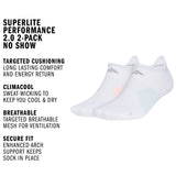 adidas Unisex Superlite Performance 2.0 2-Pack No Show Sock-2