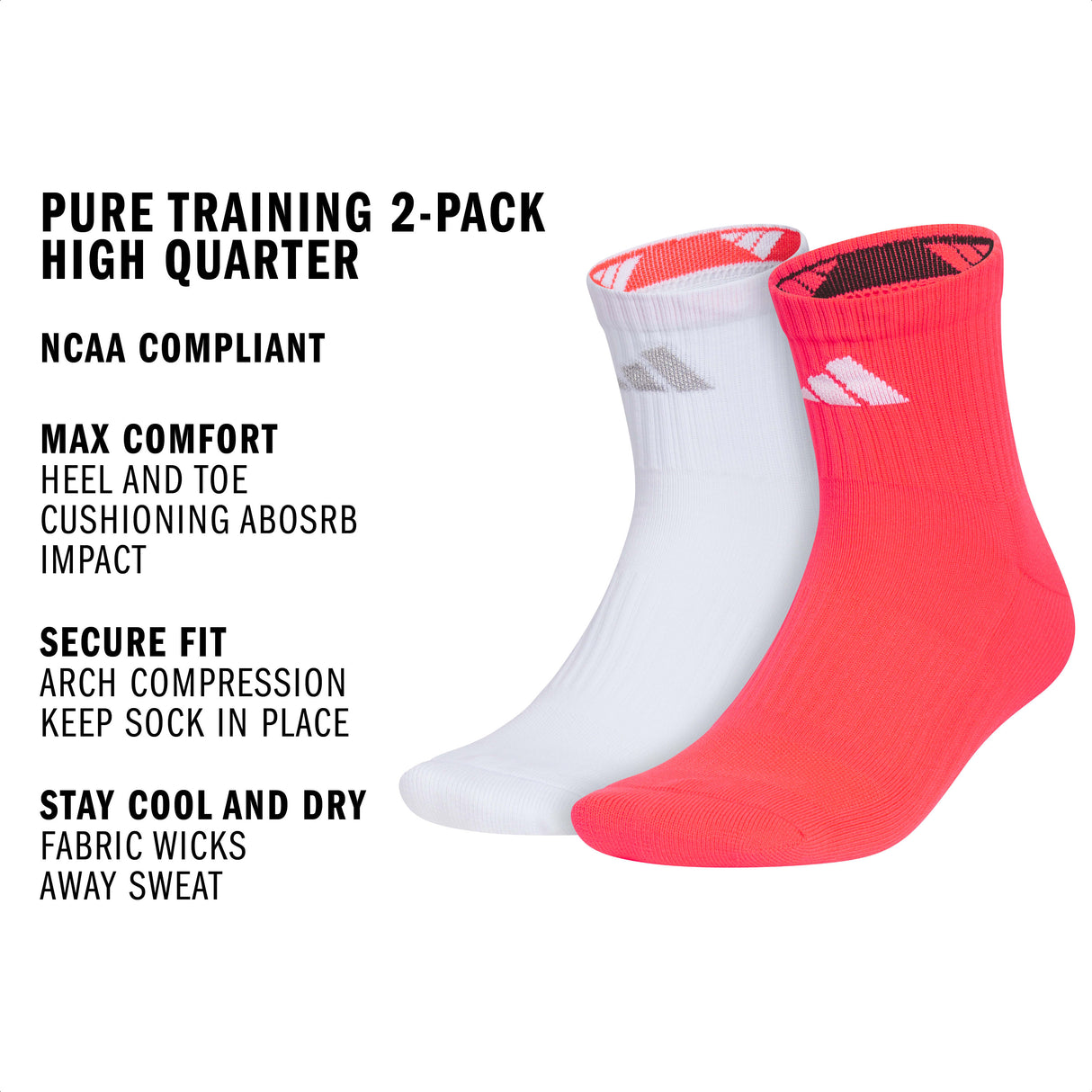adidas Pure Training 2-Pack High Quarter Sock-2