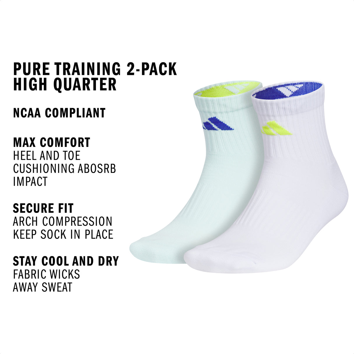 adidas Pure Training 2-Pack High Quarter Sock-2