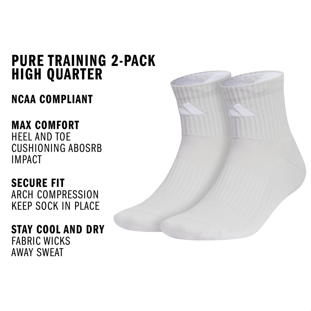 adidas Pure Training 2-Pack High Quarter Sock-2