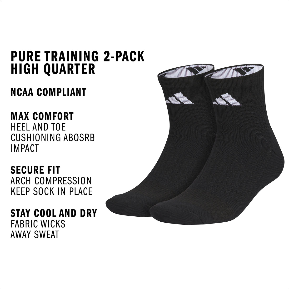 adidas Pure Training 2-Pack High Quarter Sock-2
