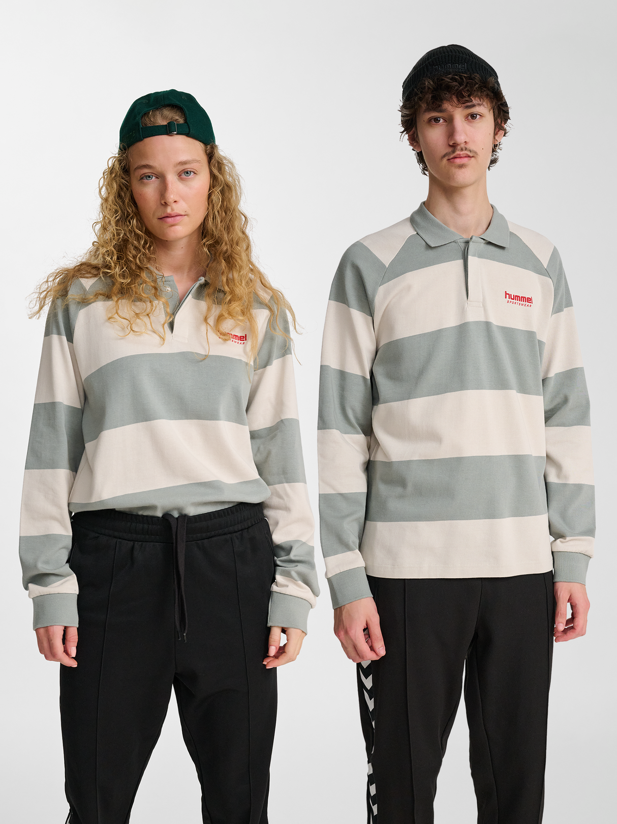 hummel Men's Loose Striped Long Sleeve Polo-5